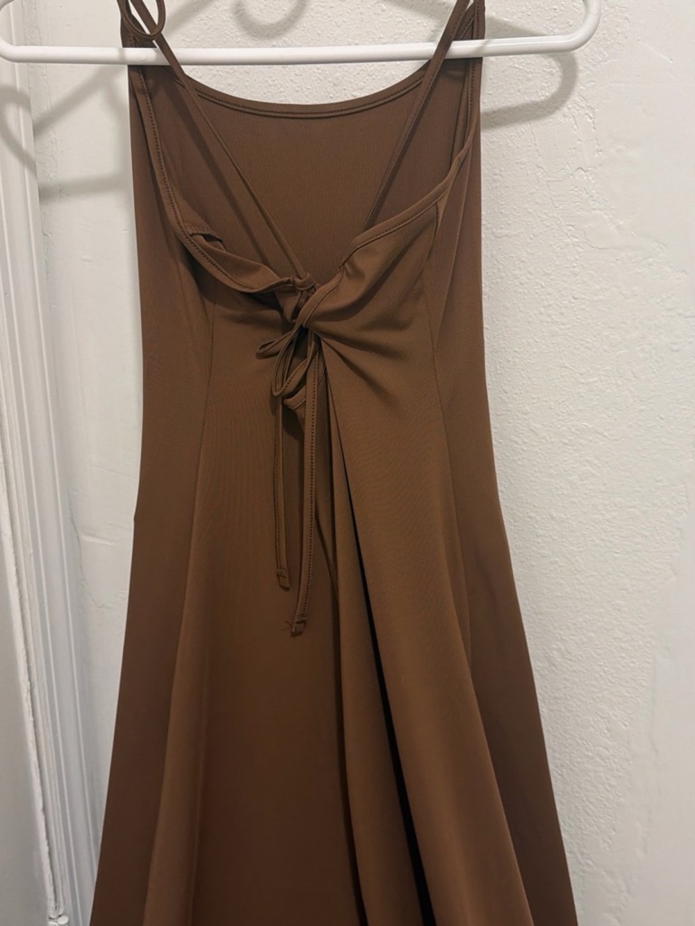 SHEIN Brown Tie-Back Maxi Dress with Spaghetti Straps